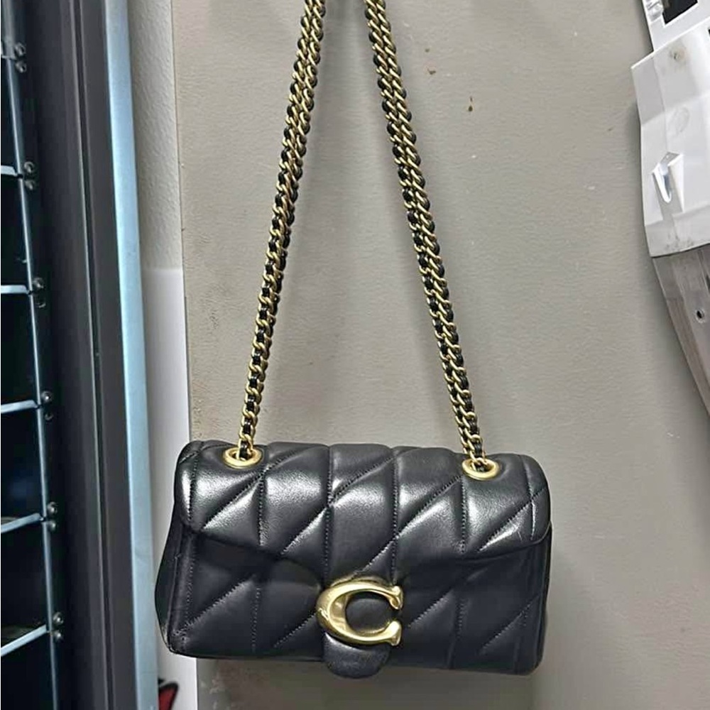Coach Black and Gold Quilted Shoulder Bag